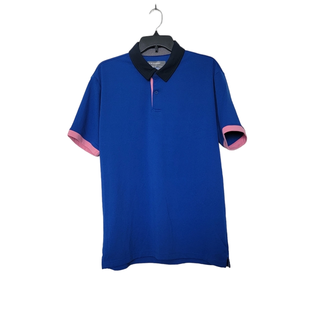Twillory Preformance Polo Contrasts Blue Pink Men's Size XL